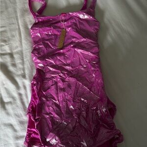 SKIMS Shiny Pink Mini Dress